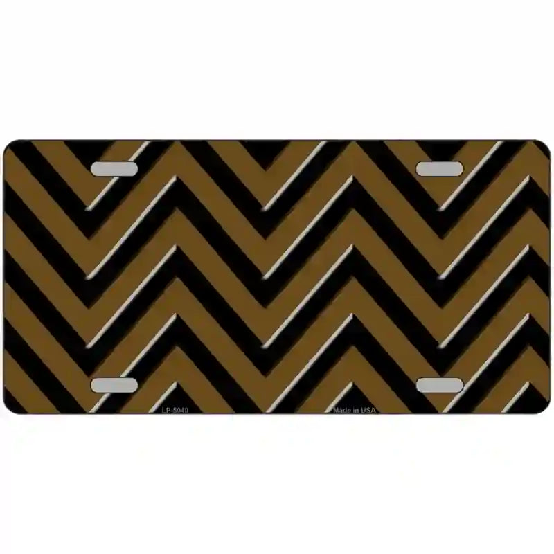 Brown Black Chevron Metal Novelty License Plate 24" x 12" (LLP)