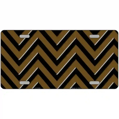 Brown Black Chevron Metal Novelty License Plate 24" x 12" (LLP)