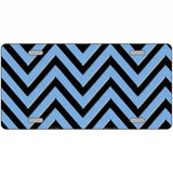 Light Blue Black Chevron Metal Novelty License Plate 24" x 12" (LLP)