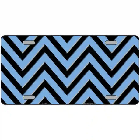 Light Blue Black Chevron Metal Novelty License Plate 24" x 12" (LLP)