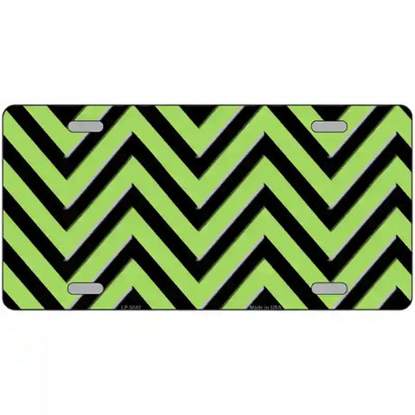 Lime Green Black Chevron Metal Novelty License Plate 24" x 12" (LLP)