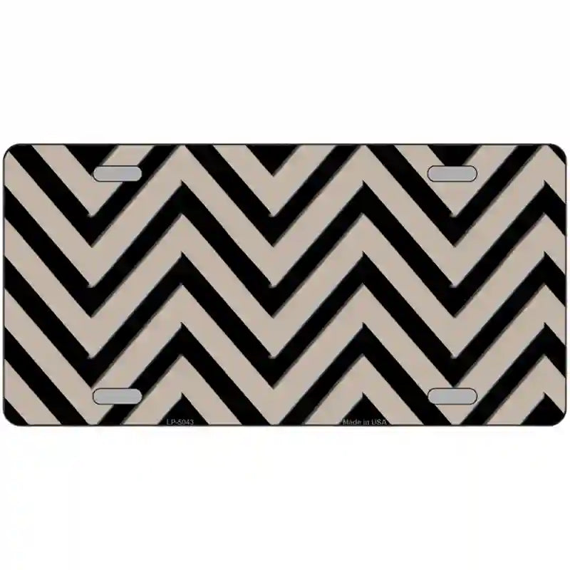 Tan Black Chevron Metal Novelty License Plate 24" x 12" (LLP)