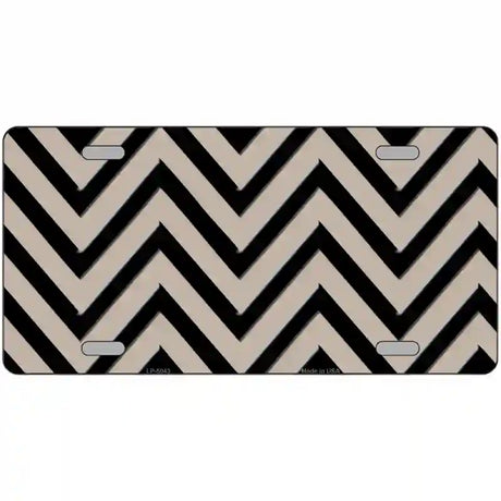 Tan Black Chevron Metal Novelty License Plate 24" x 12" (LLP)