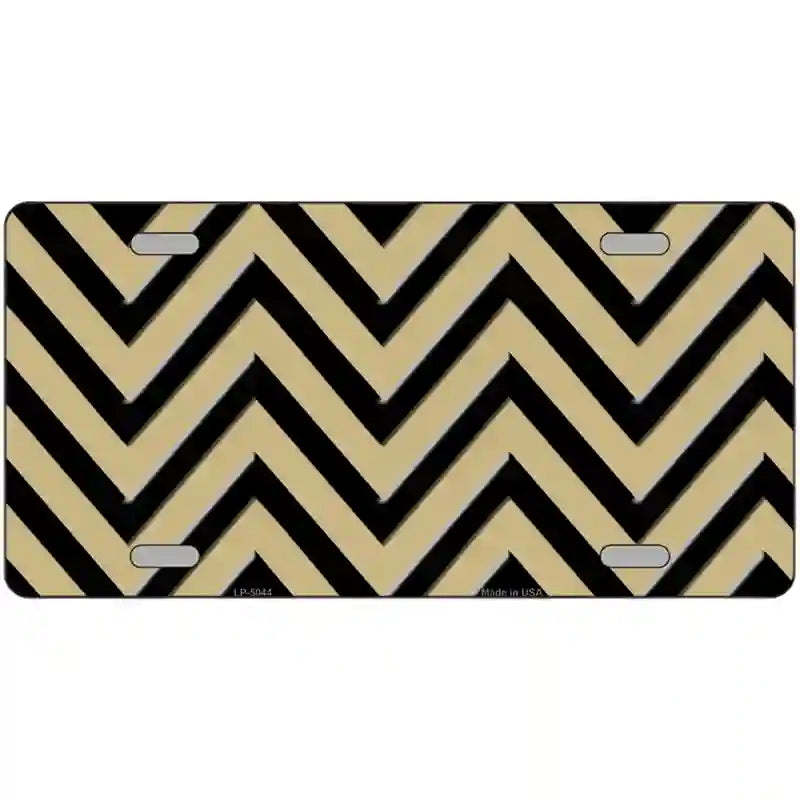 Gold Black Chevron Metal Novelty License Plate 24" x 12" (LLP)