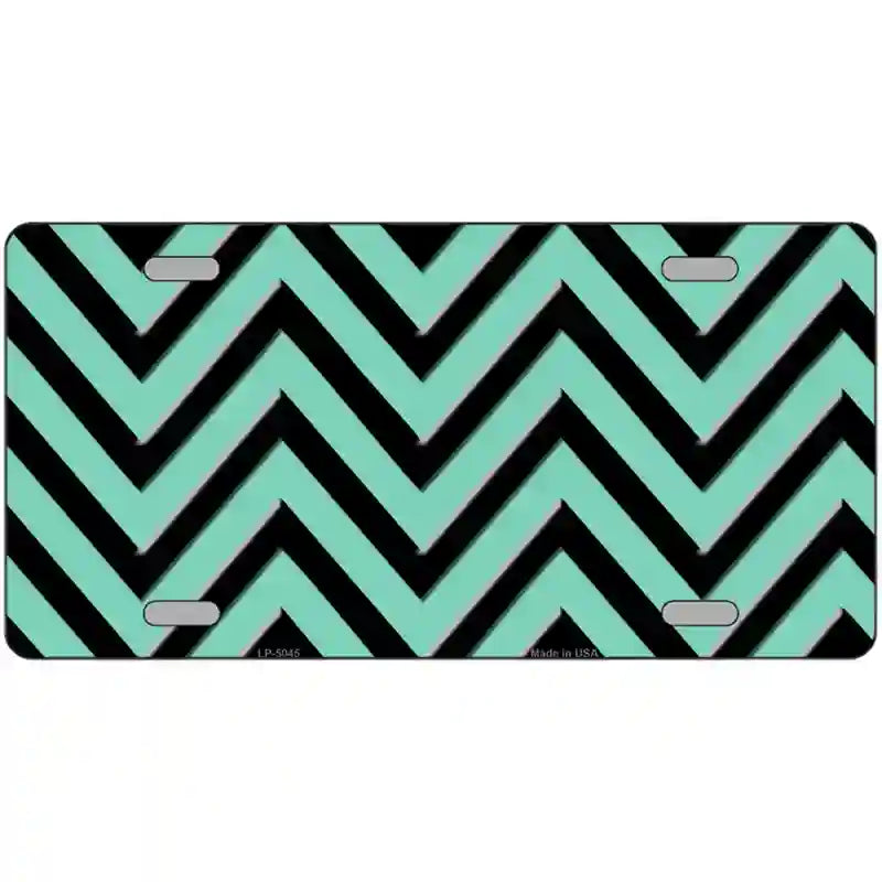 Mint Black Chevron Metal Novelty License Plate 24" x 12" (LLP)