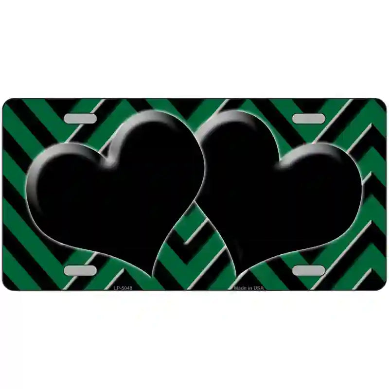 Green Black Chevon Hearts Metal Novelty License Plate 24" x 12" (LLP)