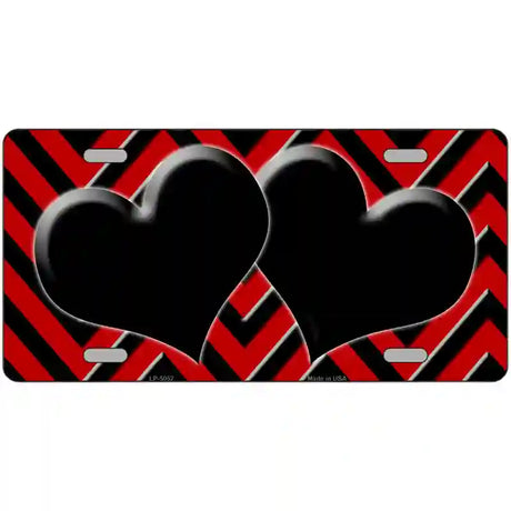 Red Black Chevon Hearts Metal Novelty License Plate 24" x 12" (LLP)