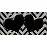 Grey Black Chevon Hearts Metal Novelty License Plate 24" x 12" (LLP)