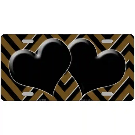 Brown Black Chevon Hearts Metal Novelty License Plate 24" x 12" (LLP)