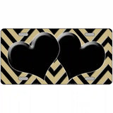 Gold Black Chevon Hearts Metal Novelty License Plate 24" x 12" (LLP)