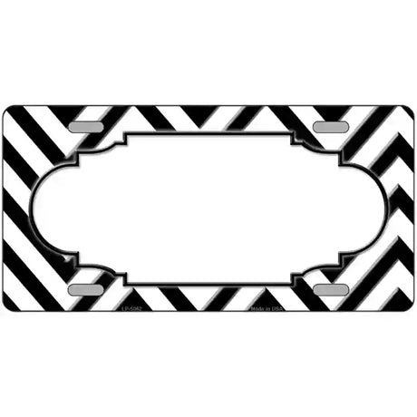 White Black Chevron Scallop Metal Novelty License Plate 24" x 12" (LLP)