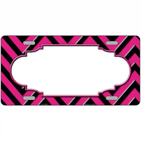 Pink Black Chevron Scallop Metal Novelty License Plate 24" x 12" (LLP)