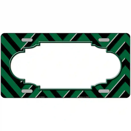 Green Black Chevron Scallop Metal Novelty License Plate 24" x 12" (LLP)