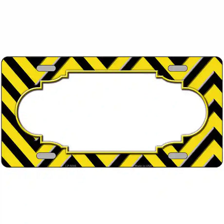 Yellow Black Chevron Scallop Metal Novelty License Plate 24" x 12" (LLP)