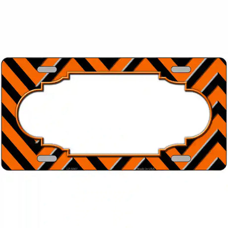 Orange Black Chevron Scallop Metal Novelty License Plate 24" x 12" (LLP)