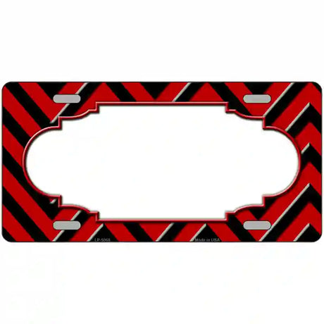 Red Black Chevron Scallop Metal Novelty License Plate 24" x 12" (LLP)