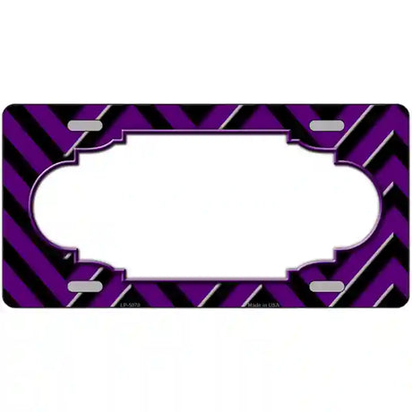 Purple Black Chevron Scallop Metal Novelty License Plate 24" x 12" (LLP)