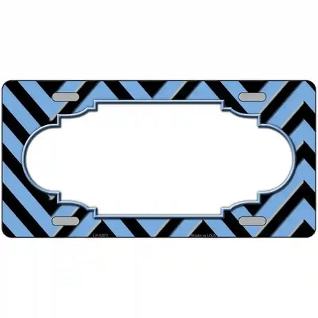 Light Blue Black Chevron Scallop Metal Novelty License Plate 24" x 12" (LLP)