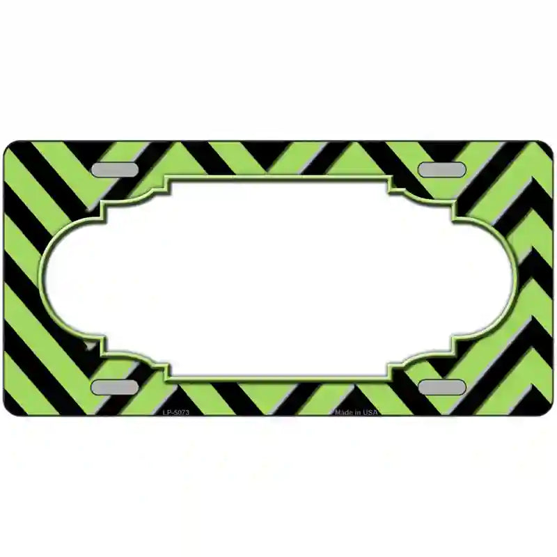 Lime Green Black Chevron Scallop Metal Novelty License Plate 24" x 12" (LLP)