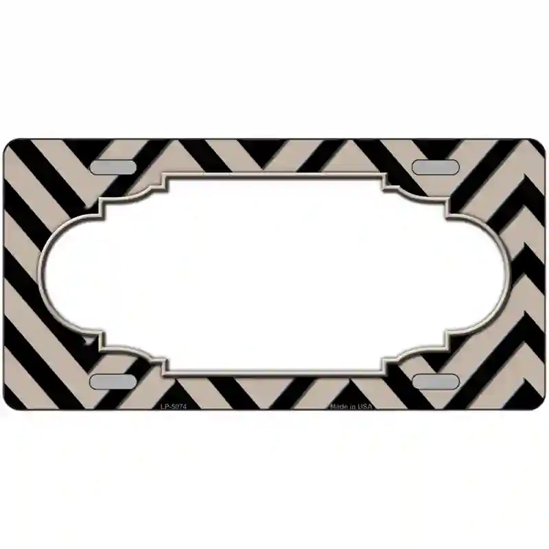 Tan Black Chevron Scallop Metal Novelty License Plate 24" x 12" (LLP)