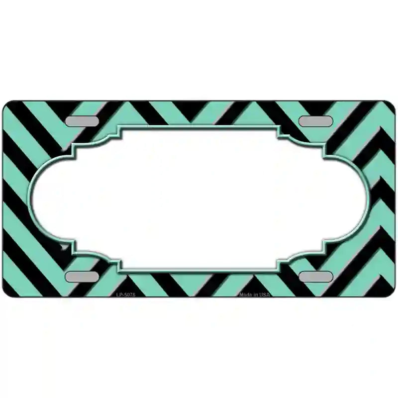 Mint Black Chevron Scallop Metal Novelty License Plate 24" x 12" (LLP)