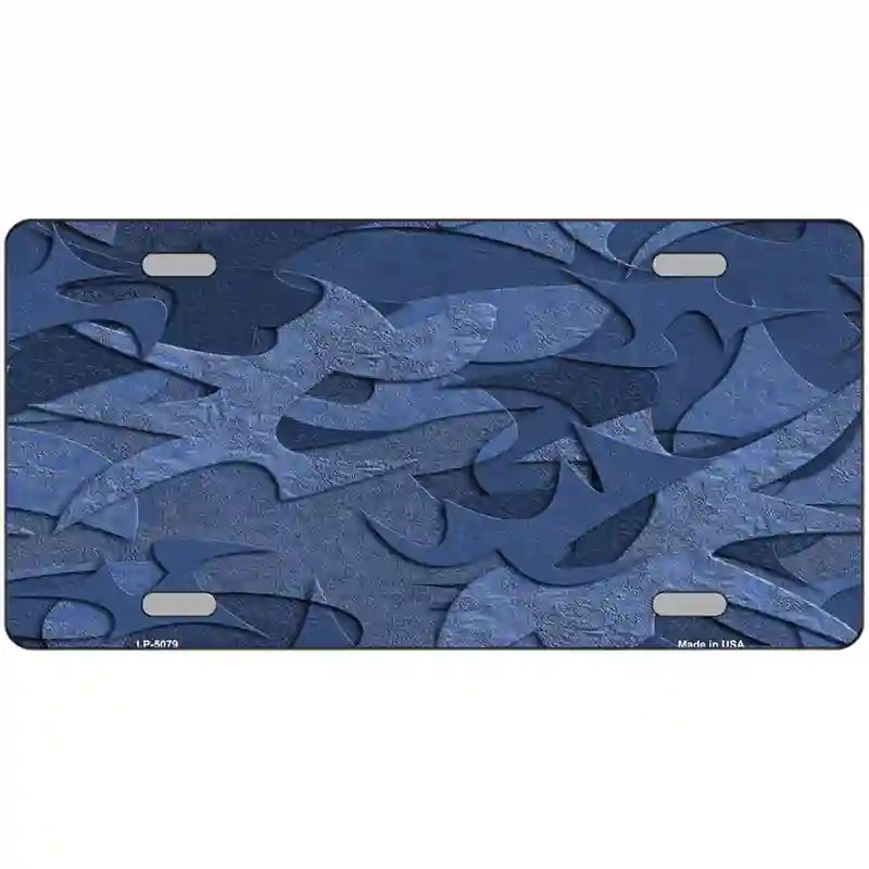 Camouflage Solid Blue Metal Novelty License Plate 24" x 12" (LLP)