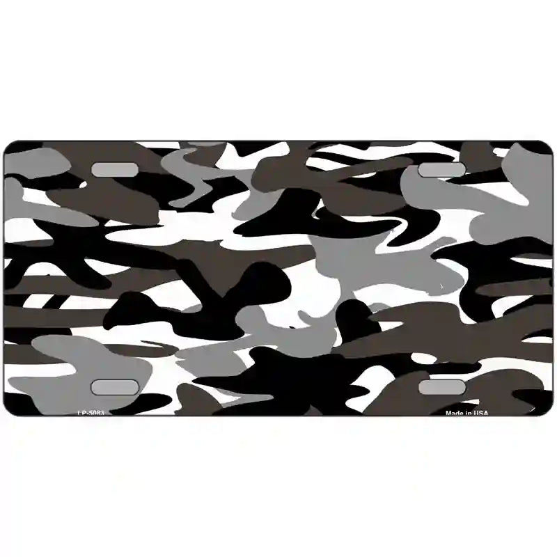 Black And White Camouflage Metal Novelty License Plate 24" x 12" (LLP)