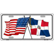 United States Dominican Republic Crossed Flags Metal Novelty License Plate Sign 24" x 12" (LLP)