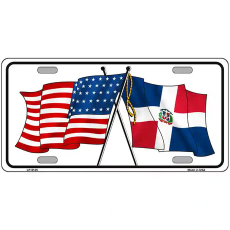 United States Dominican Republic Crossed Flags Metal Novelty License Plate Sign 24" x 12" (LLP)