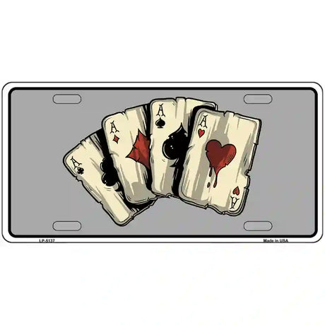 Four Aces Cards Novelty Metal License Plate 24" x 12" (LLP)