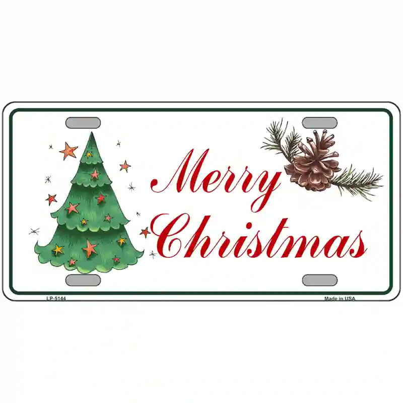 Merry Christmas Tree Metal Novelty License Plate 24" x 12" (LLP)