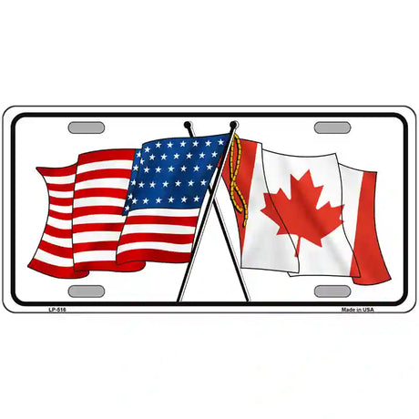 United States Canadian Flag Metal Novelty License Plate 24" x 12" (LLP)