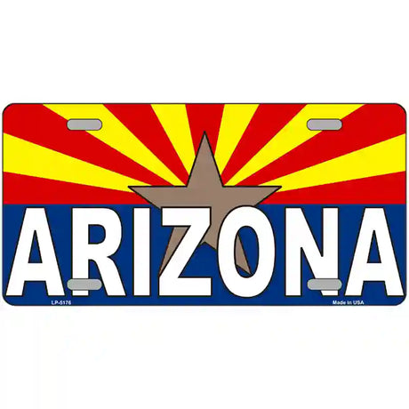 Arizona Flag White Arizona Metal Novelty License Plate Sign 24" x 12" (LLP)