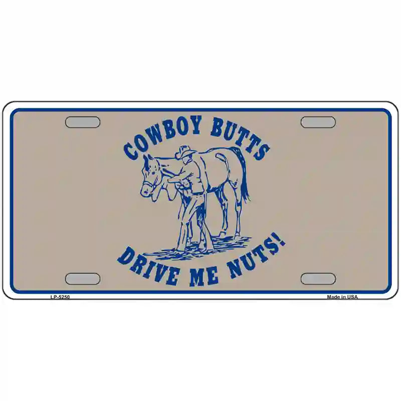 Cowboy Butts Novelty Metal License Plate 24" x 12" (LLP)