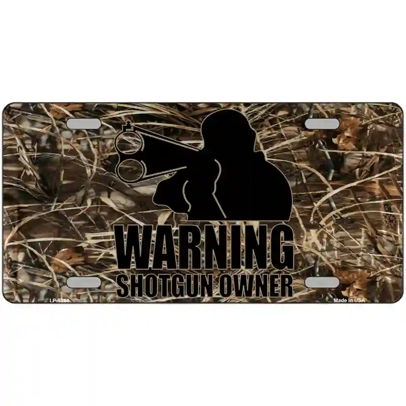 Warning Shotgun Owner Metal Novelty License Plate 24" x 12" (LLP)