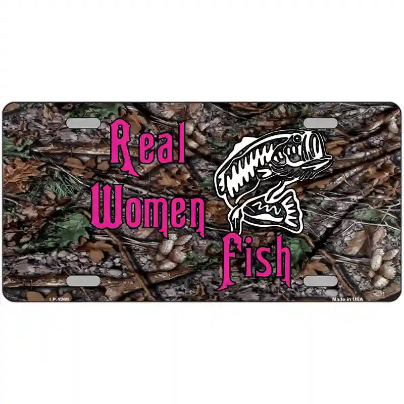 Real Women Fish Metal Novelty License Plate 24" x 12" (LLP)