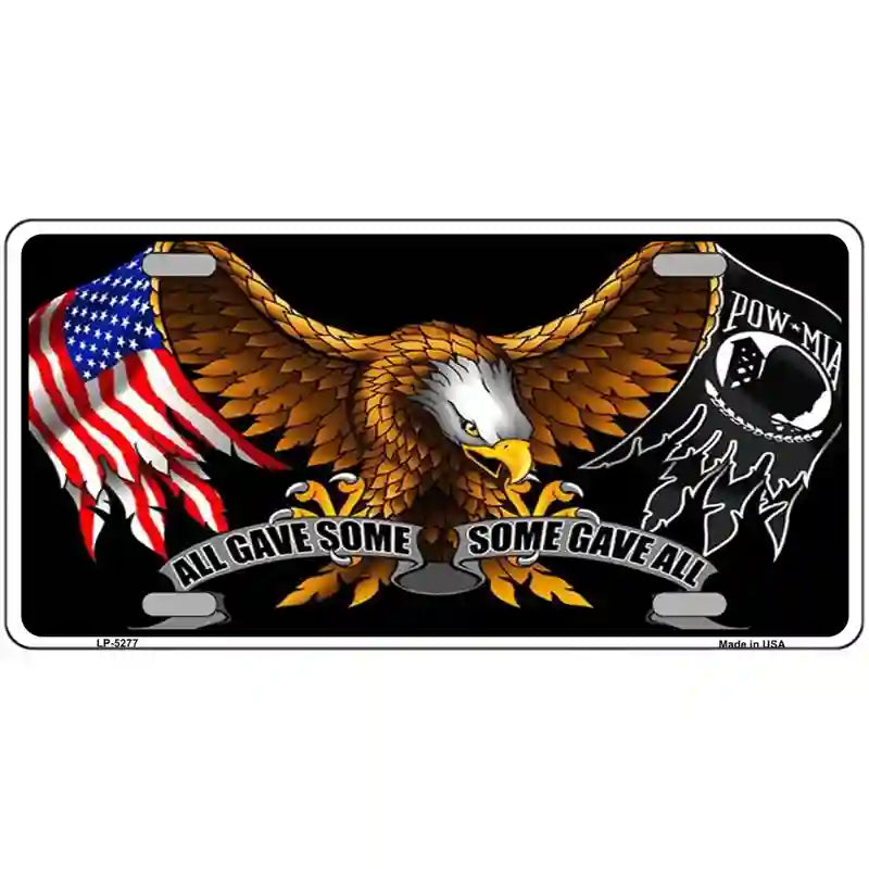 POW MIA All Gave Some Some Gave All Novelty Metal License Plate 24" x 12" (LLP)