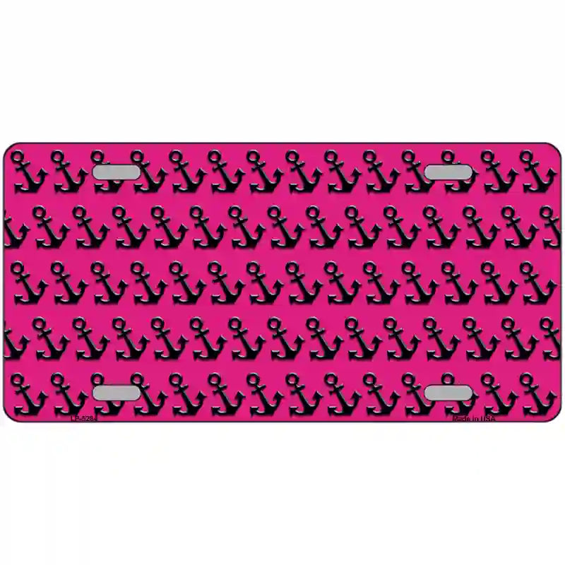 Pink Black Anchor Metal Novelty License Plate 24" x 12" (LLP)