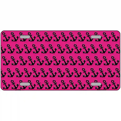 Pink Black Anchor Metal Novelty License Plate 24" x 12" (LLP)