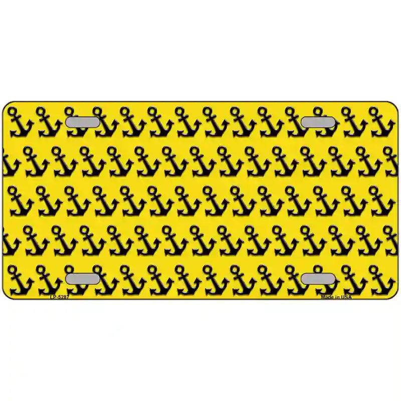 Yellow Black Anchor Metal Novelty License Plate 24" x 12" (LLP)