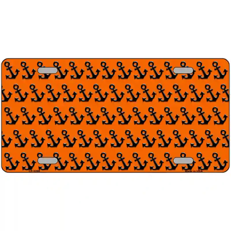Orange Black Anchor Metal Novelty License Plate 24" x 12" (LLP)