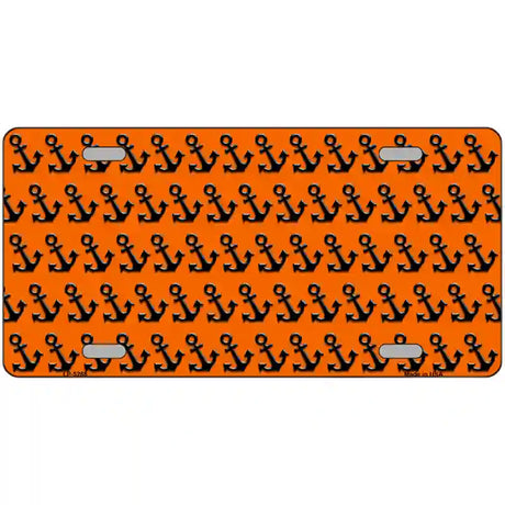 Orange Black Anchor Metal Novelty License Plate 24" x 12" (LLP)