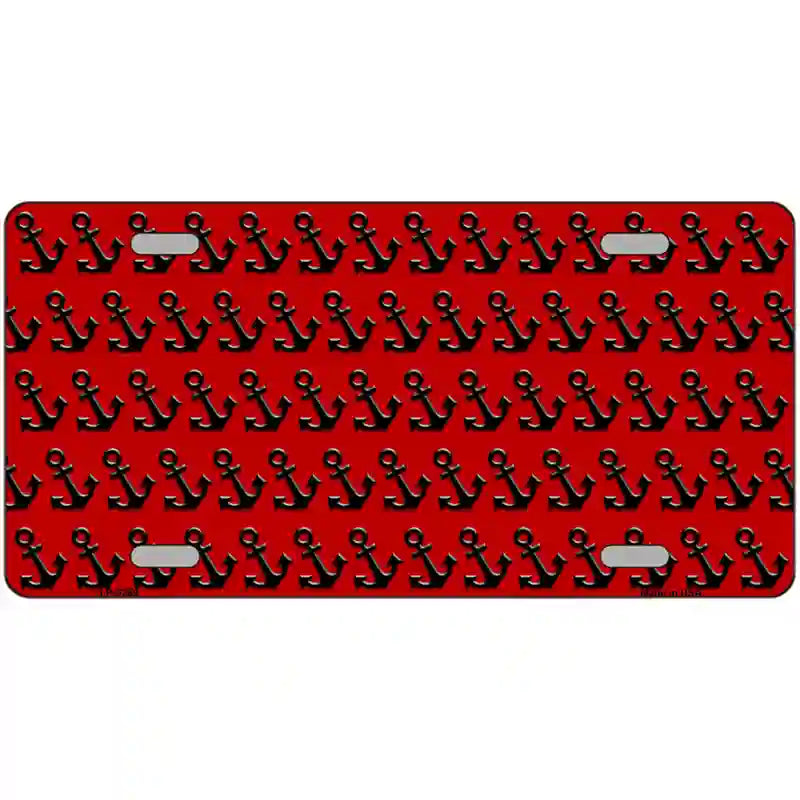 Red Black Anchor Metal Novelty License Plate 24" x 12" (LLP)