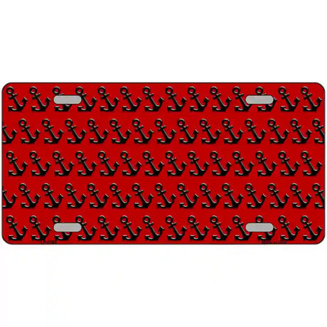 Red Black Anchor Metal Novelty License Plate 24" x 12" (LLP)