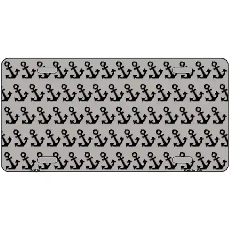 Grey Black Anchor Metal Novelty License Plate 24" x 12" (LLP)