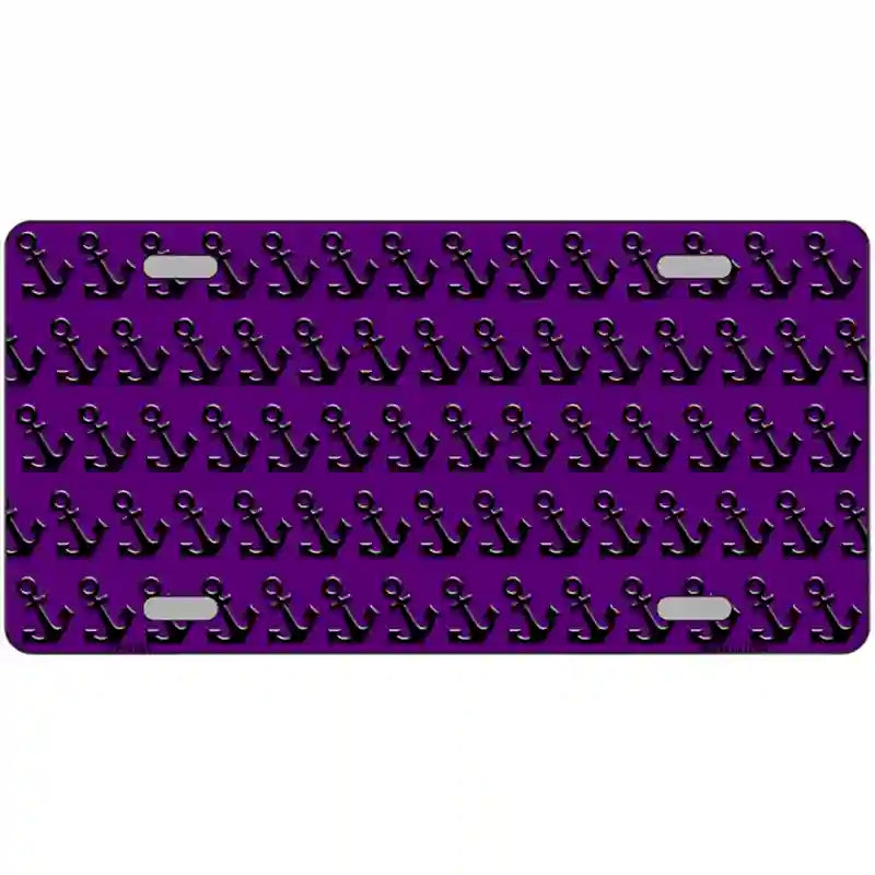 Purple Black Anchor Metal Novelty License Plate 24" x 12" (LLP)