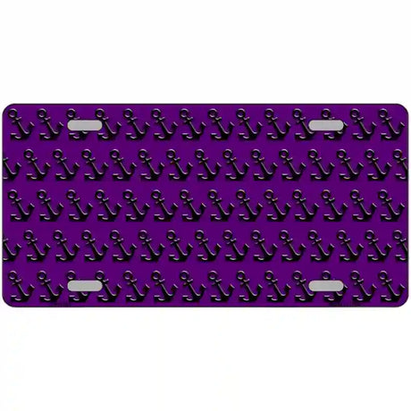 Purple Black Anchor Metal Novelty License Plate 24" x 12" (LLP)