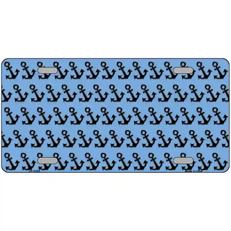 Light Blue Black Anchor Metal Novelty License Plate 24" x 12" (LLP)