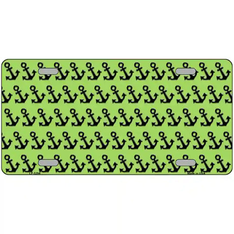 Lime Green Black Anchor Metal Novelty License Plate 24" x 12" (LLP)