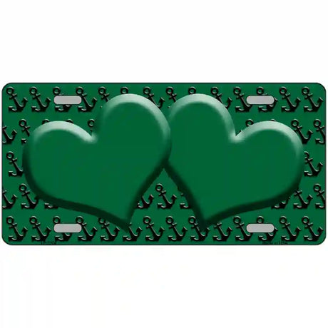 Green Black Anchor Green Heart Center Metal Novelty License Plate 24" x 12" (LLP)